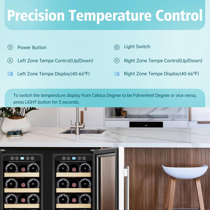 Kalamera Kalamera 40 Bottle Dual Zone Built-In Wine Refrigerator