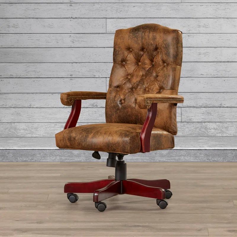 Flash Furniture Farmhouse High-Back Tufted Executive Swivel Office Chair with Arms