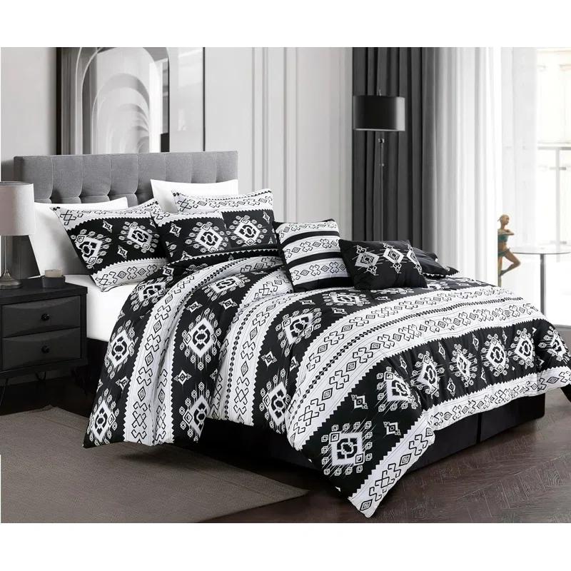 Chezmoi Collection Microfiber / Polyester Standard Geometric Shapes Comforter Set