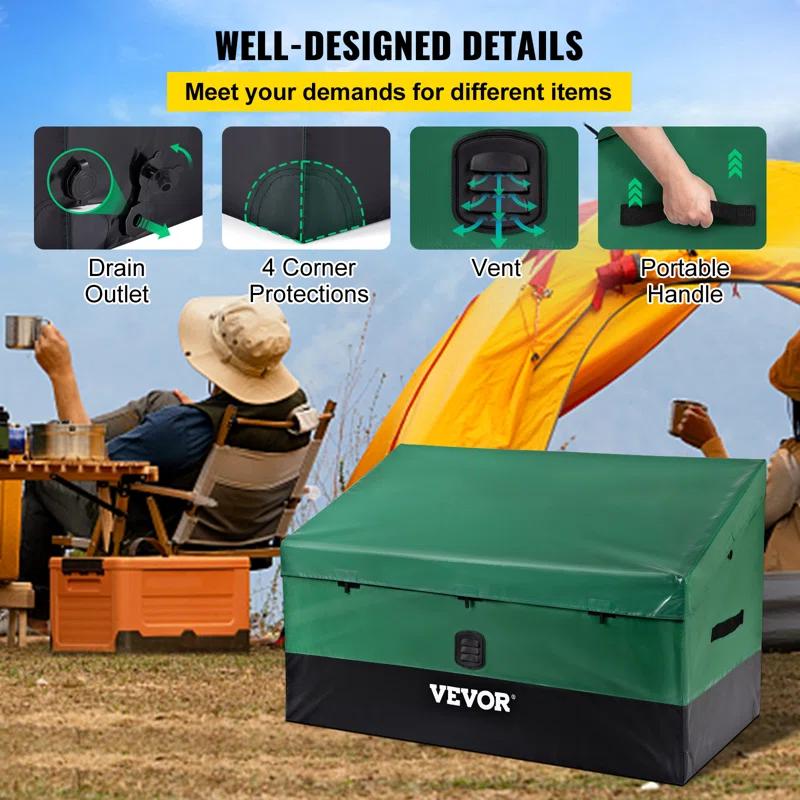 VEVOR VEVOR 48'' W 100 Gallons Water Resistant Polyethylene Plastic Deck Box in Green/Black
