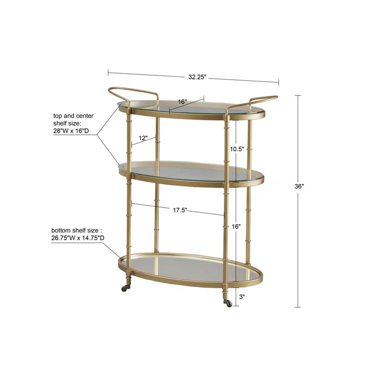 Madison Park Signature Lauren Metal Bar Cart