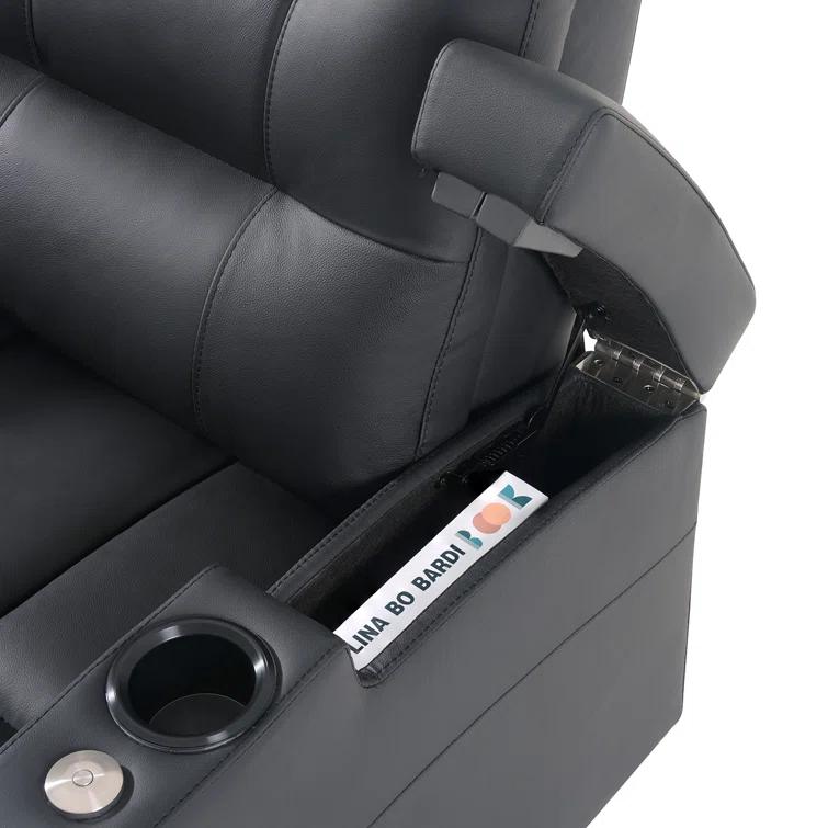 Orren Ellis Leather Home Theater Seating Dual Power Movie Theater Chairs Theater Recliner Sofa