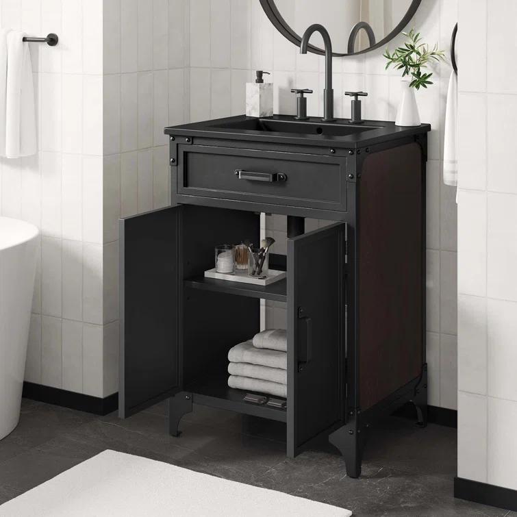Modway Modway Steamforge 24.5'' Free Standing Single Bathroom Vanity with Ceramic Top