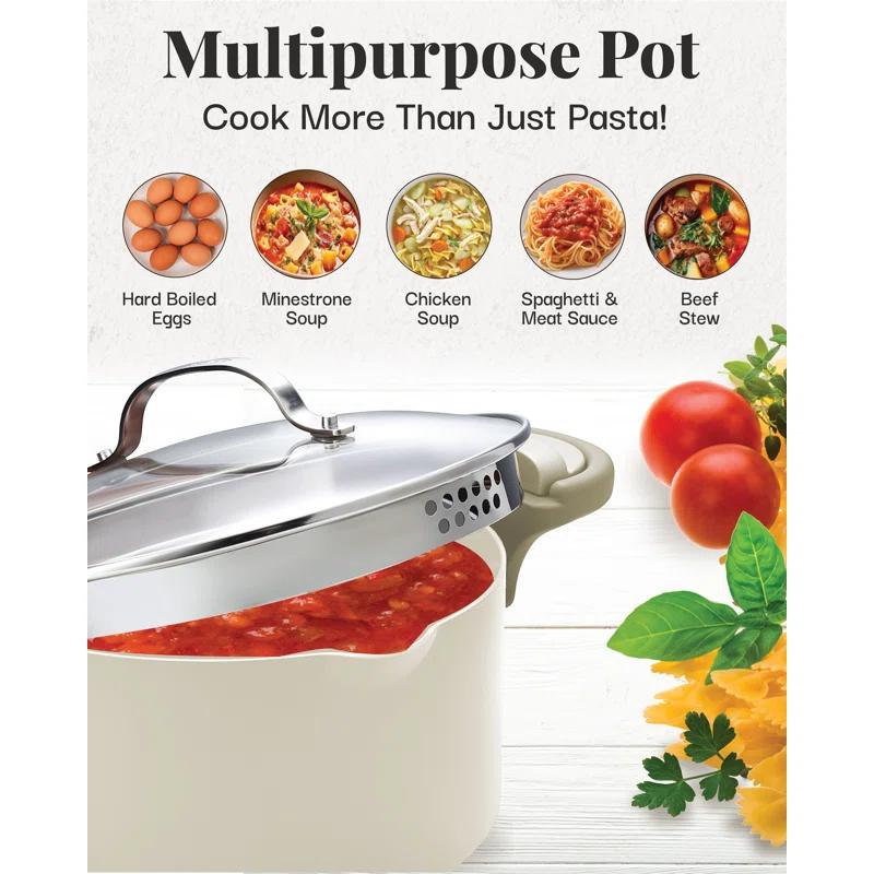 Gotham Steel Gotham Steel Stock Multipurpose Pasta Pot with Strainer Lid & Twist and Lock Handles
