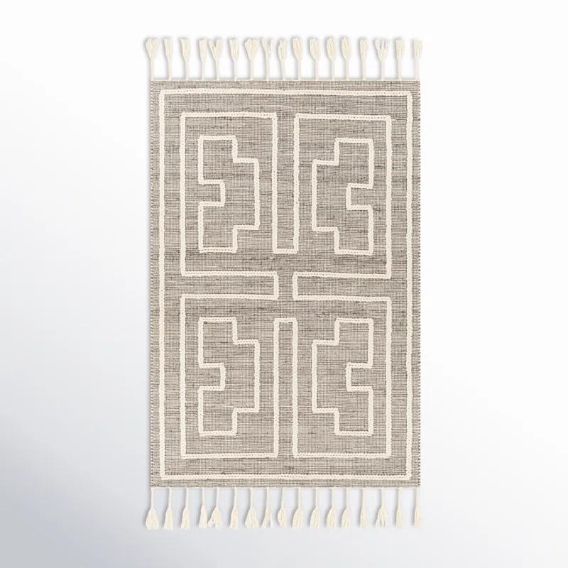 Rodriguez Handmade Flatweave Gray/White Area Rug