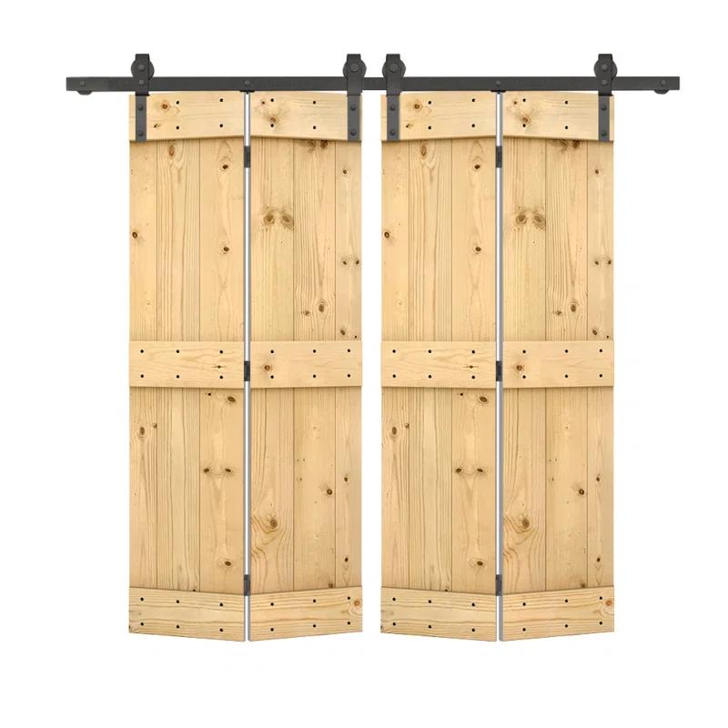 Calhome 84'' Solid Wood Barn Doors Painted Bi-Fold Door
