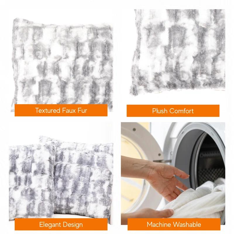 Cheer Collection Geometric Faux Fur Throw Pillow