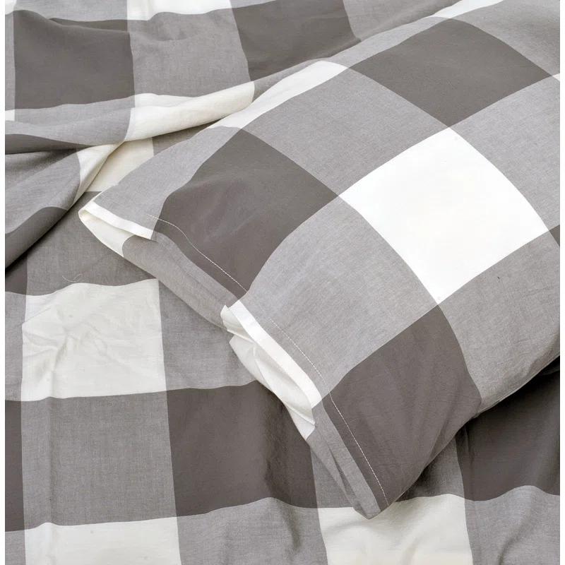 Home Soft Things 3 Piece Gingham Cotton  Duvet Cover Set