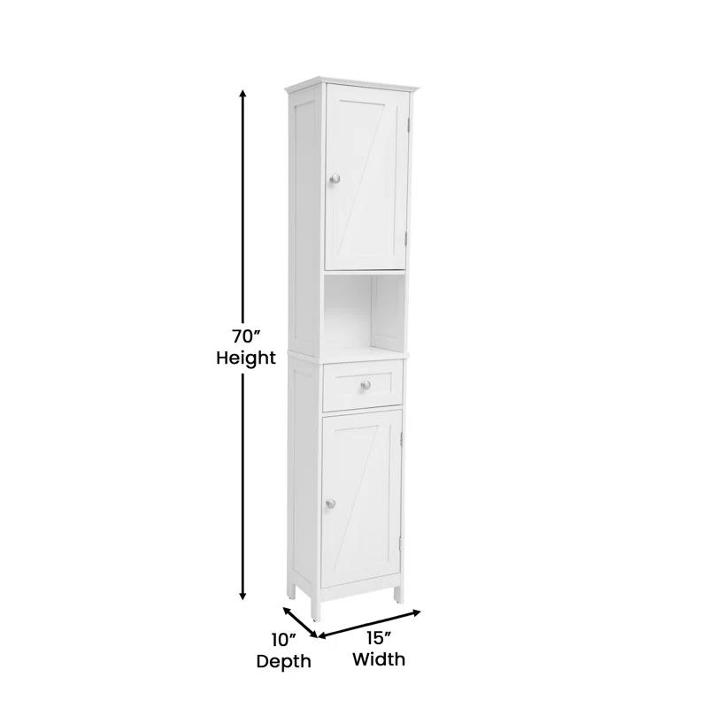 Flash Furniture Dune Farmhouse Freestanding Linen Tower with Shelves, Drawer, and Doors & Reviews | Wayfair