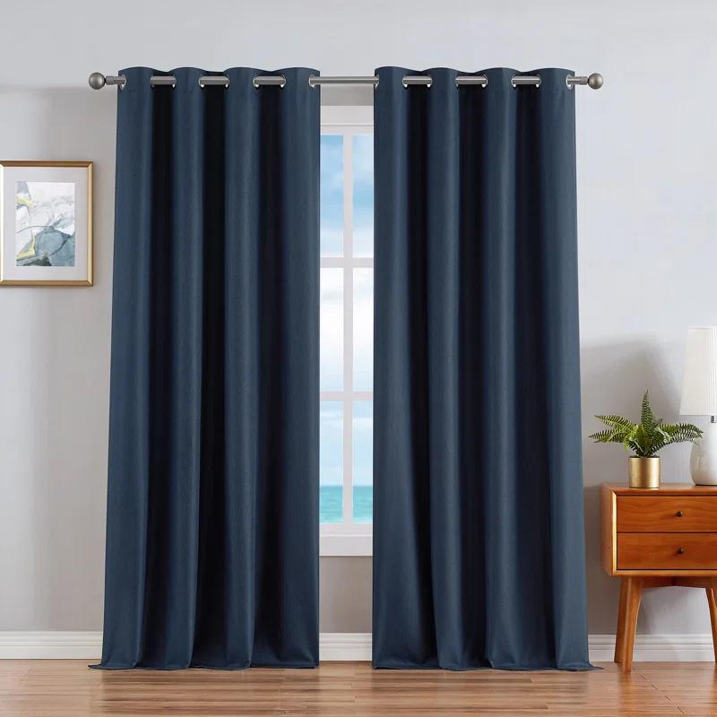 Nautica Nautica Synthetic Solid Color Blackout Thermal Rod Pocket Curtain Panels (Set of 2)
