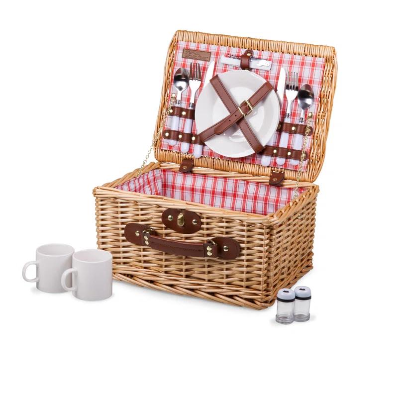 Picnic Time Catalina Wicker Picnic Basket with Picnic