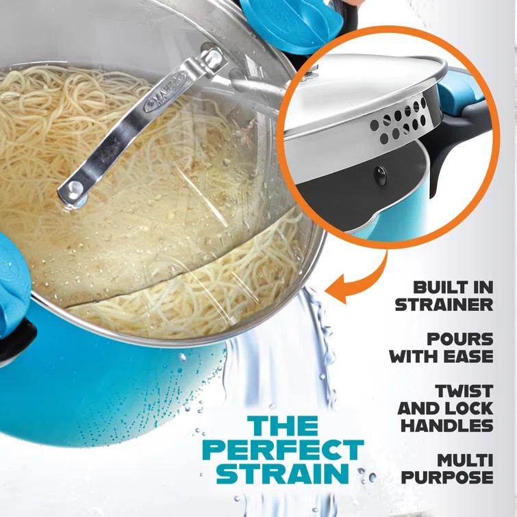 Gotham Steel Gotham Steel Stock Multipurpose Pasta Pot with Strainer Lid & Twist and Lock Handles