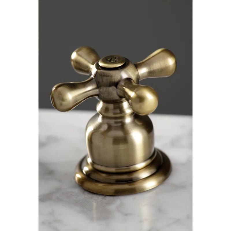 Kingston Brass American Classic Two-Handle 3-Hole Deck Mount Widespread Bathroom Faucet with Pop-Up Drain
