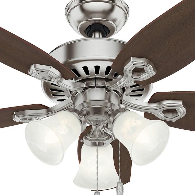Hunter Fan 42" Builder 5 - Blade Standard Ceiling Fan with Pull Chain and Light Kit Included