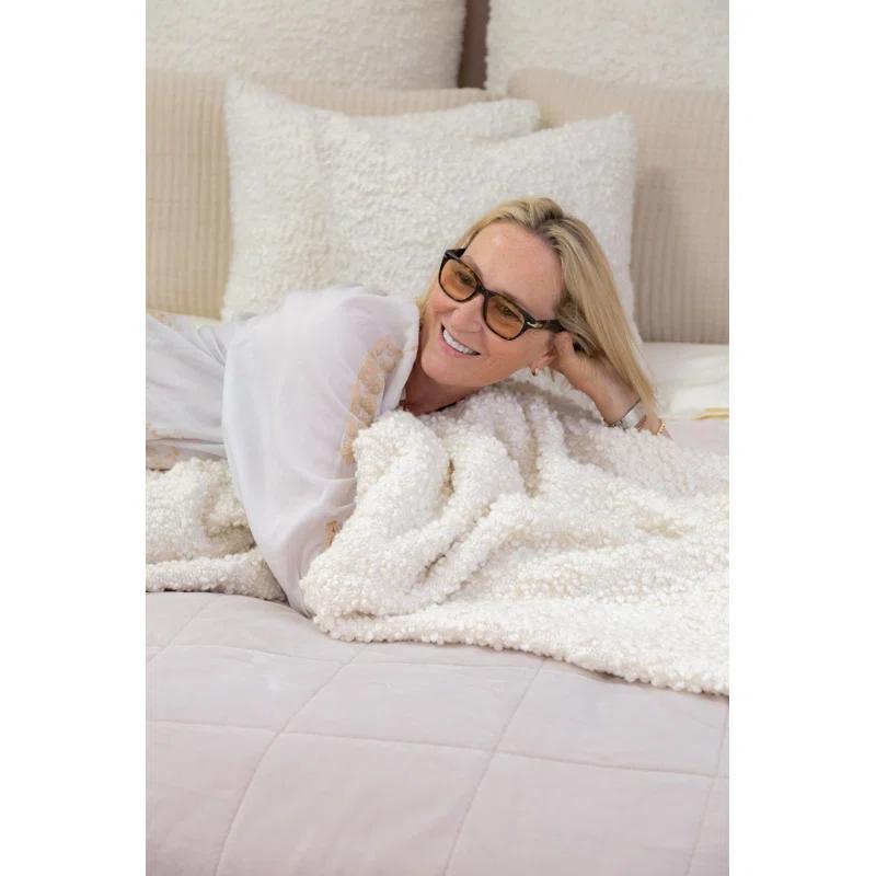 Amsterdam Cotton Velvet Coverlet by Pom Pom at Home - White / Twin