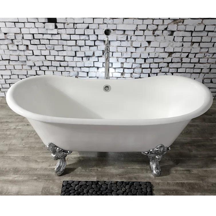 Kingston Brass Kingston Brass Aqua Eden 67-Inch Cast Iron Oval Double Slipper Clawfoot Tub (No Faucet Drillings) VCTNDS6731NL1
