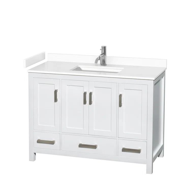 Wyndham Collection Sheffield 48" Freestanding Single Bathroom Vanity with Cultured Marble Top