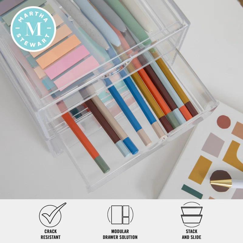 Martha Stewart Thomas Martha Stewart Stackable Plastic Office Desktop Organizer Boxes - Single Drawer and 2 Drawers