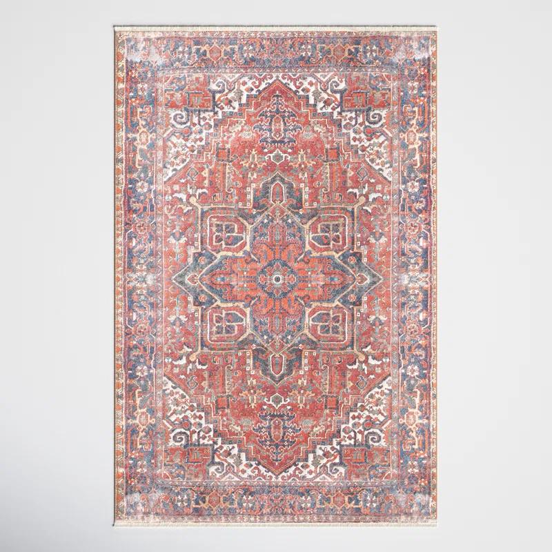 Joss & Main Lyona Oriental Power Loom Red/Blue Area Rug