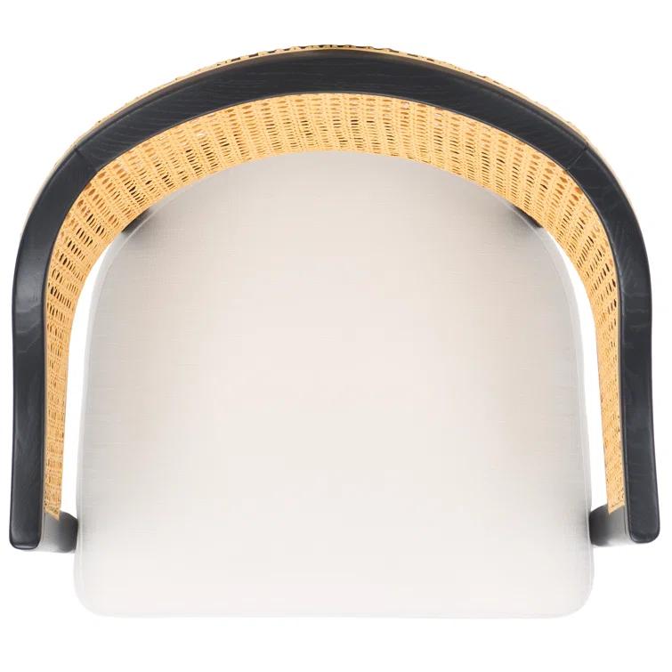 SAFAVIEH Couture Rogue Mid-Century Linen Solid Dining Chair, Black/Natural