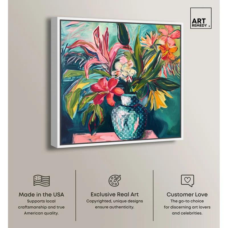 Art Remedy Vase Of Tropical Flowers Framed Flowers In Vase Paintings 55511 | Wayfair