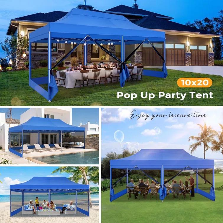 Cobizi 10x20 Canopy Tent, Heavy Duty Pop up Canopy with Sidewalls, Waterproof Easy Setup Canopy with Mosquito Netting, Outdoor Instant Screen Tents for Parties, Wedding, Backyard with Carry Bag