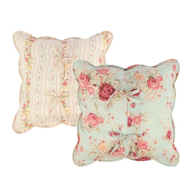 Greenland Home Fashions Antique Rose Cotton Reversible Quilt Set with Throw Pillows