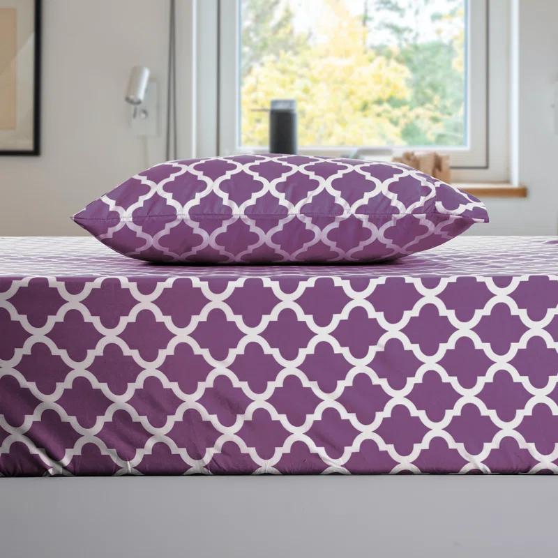 Lux Decor Collection Lux Decor Collection 1800 Series Soft Microfiber Bed Sheets Set Geometric Quatrefoil Bedding