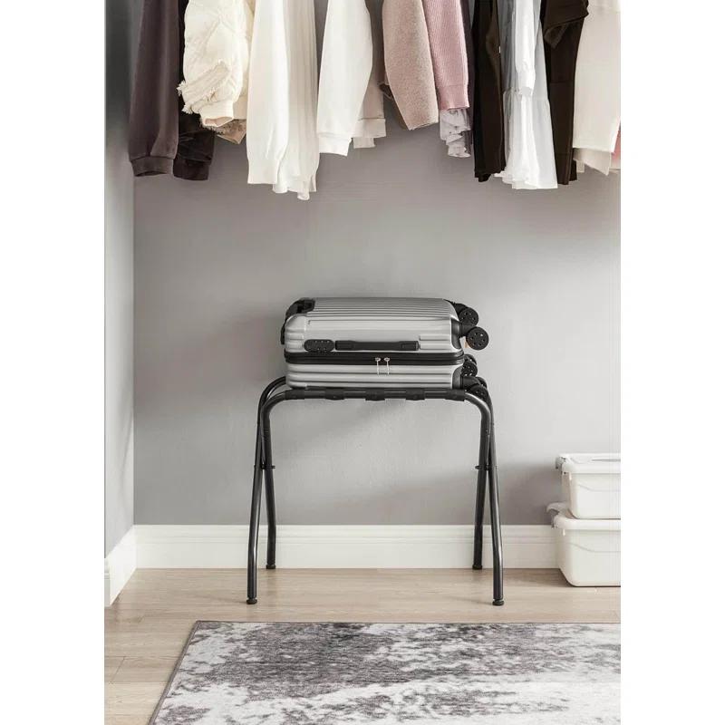 BINO Luggage Rack, Pack Of 2, Luggage Racks For Guest Room, Suitcase Stand, Steel Frame, Foldable, For Bedroom, Black