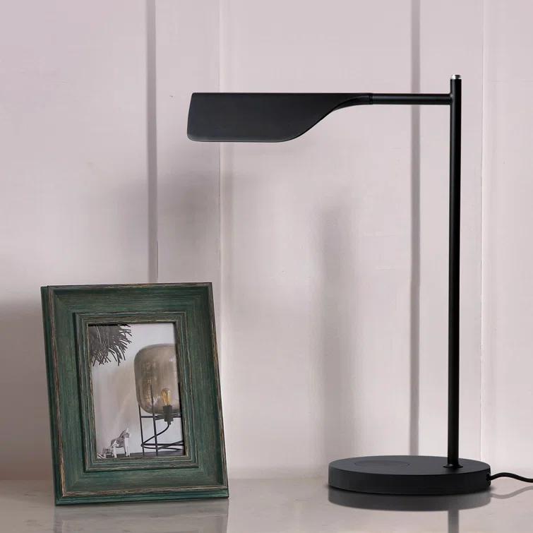 Brightech Leaf 16" Vintage LED Desk Lamp with Wireless Charging Pad, Adjustable Arm, and 3-Way Dimming