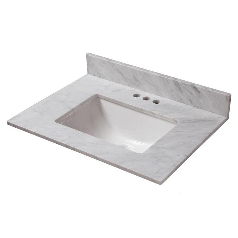 Cahaba 25'' Marble Single Vanity Top with Sink and 3 Faucet Holes