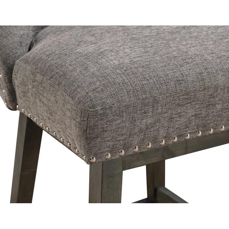 OSP Designs Granville Swivel Upholstered Counter Stool with Solid Wood Frame