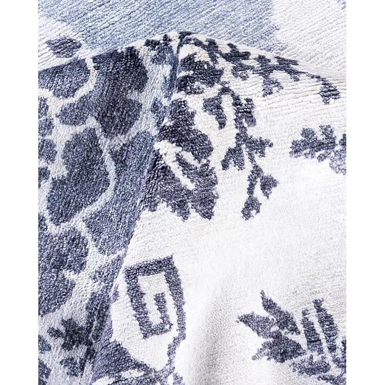 Solo Rugs One-of-a-Kind Rectangle 9'3" X 12'4" New Age Silk Area Rug Blue