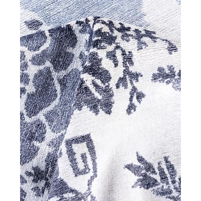 Solo Rugs One-of-a-Kind Rectangle 9'3" X 12'4" New Age Silk Area Rug Blue