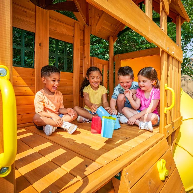 KidKraft KidKraft Boulder Station Wooden Swing Set / Playset with Tube Slide