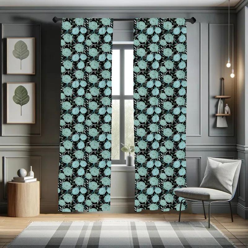 Floral Semi-Sheer Rod Pocket Sliding Panel (Set of 2)
