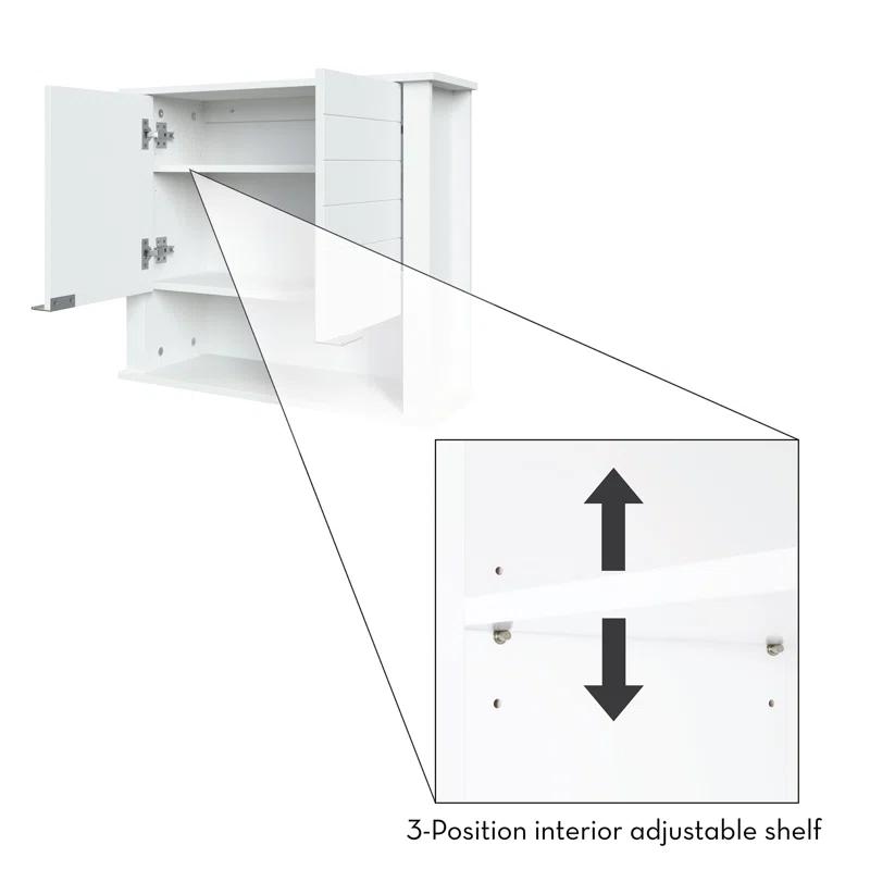 RiverRidge Home RiverRidge Madison Two-Door Bathroom and Laundry Wall Mount Storage Medicine Cabinet with Fixed and Adjustable Shelf