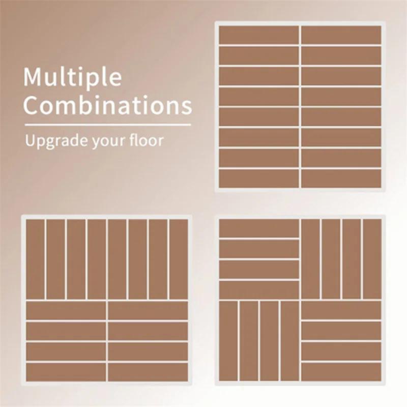 Patio Interlocking Deck Tiles, 12"X12" Square Composite Decking Tiles, Four Slat Plastic Outdoor Flooring Tile All Weather For Balcony Porch Backyard, (Dark Brown, Pack Of 44)