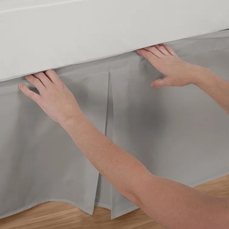 Fresh Ideas Bed Maker's No Lift Wrap Around Bedskirt, 14" Drop, Queen, Silver