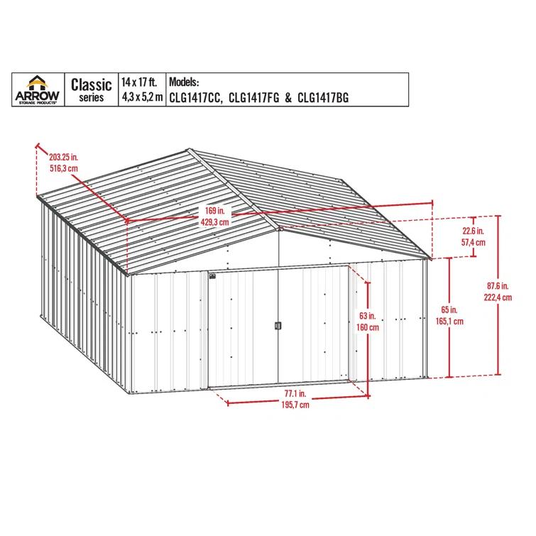 Arrow Arrow Classic Metal Shed, 14 x 17