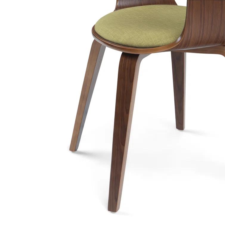 Lowell Bentwood Upholstered Dining Chair with Curved Backrest in Mid-Century Modern Style