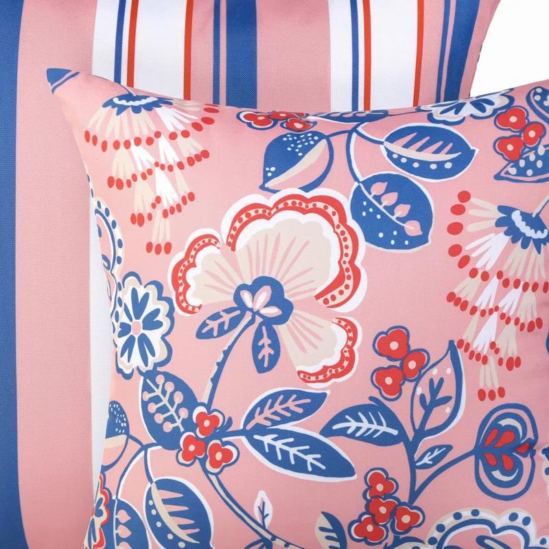 Phantoscope Outdoor Floral Colleciton Indoor/Outdoor Reversible Throw Pillow (Set of 2)