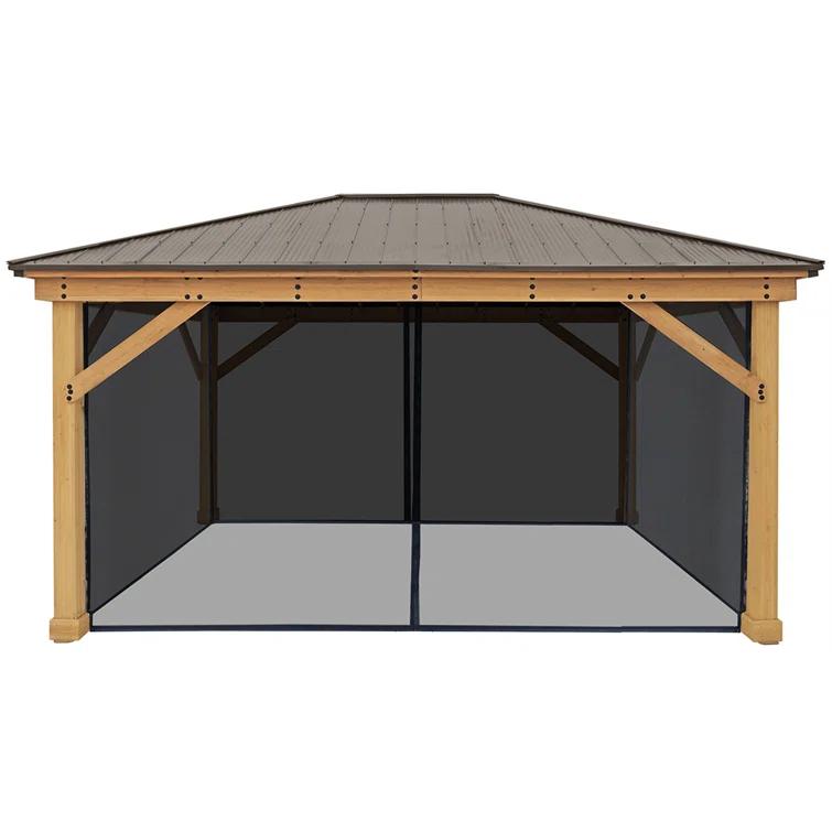 Yardistry 12' x 16' Meridian Gazebo Mosquito Mesh Kit  Premium Phifer UV-Resistant Mesh with Easy Glide Tracks and Full-Length Zippered Panels