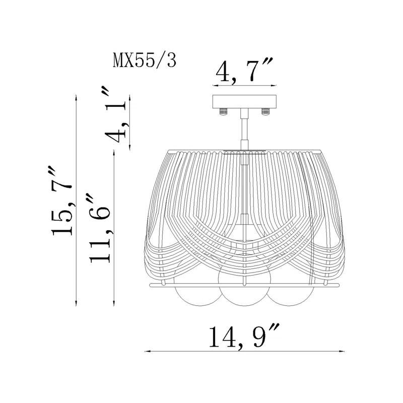 Warehouse of Tiffany Rattan Semi Flush Mount
