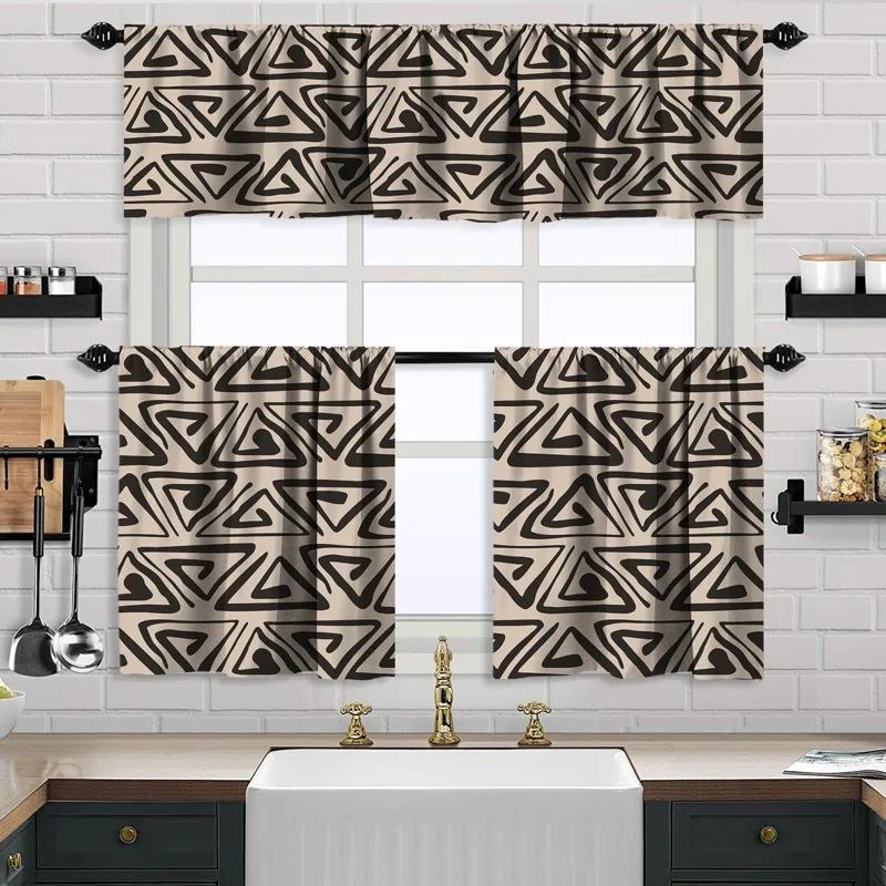 Boho Design Kitchen Valance (50X14) And 2 Tiers Cafe Curtains