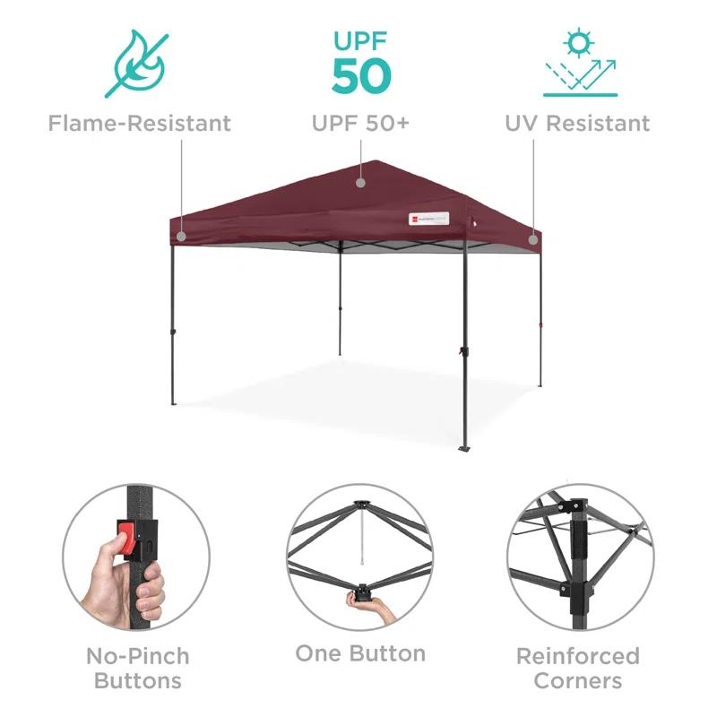 Best Choice Products Best Choice Products Easy Setup Pop Up Canopy W/ 1-Button Setup, Wheeled Case, 4 Weight Bags