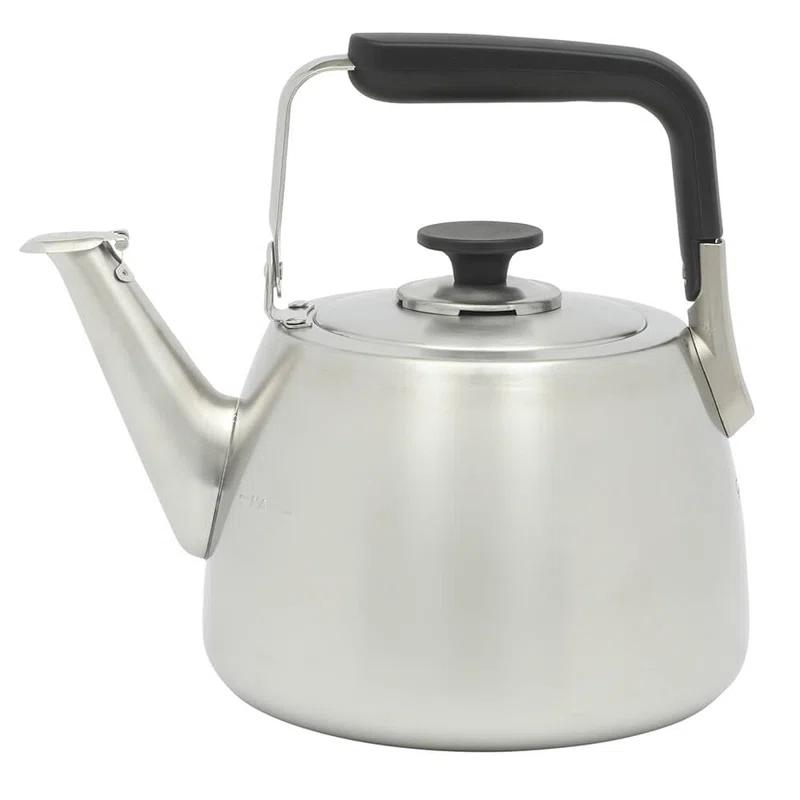 Sur La Table Kitchen Essentials Sur La Table Kitchen Essential Large 2 QT Heavy Gauge Brushed Stainless Steel Whistling Tea Kettle
