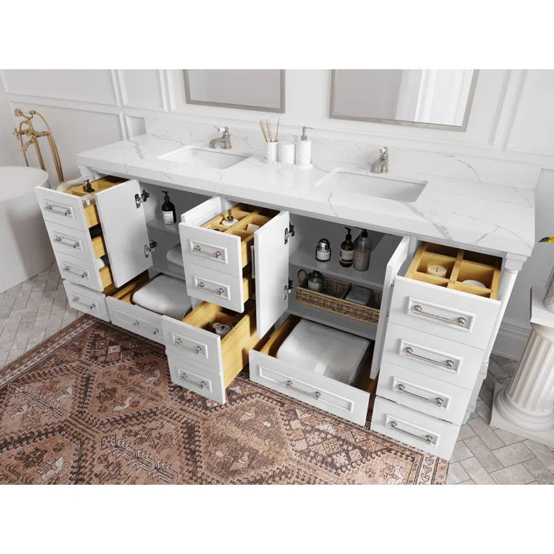 Willow Collections Aberdeen 84'' Double Bathroom Vanity with Quartz Top