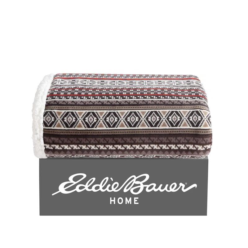 Eddie Bauer Eddie Bauer Printed Plush Fleece/Sherpa Throw Blankets