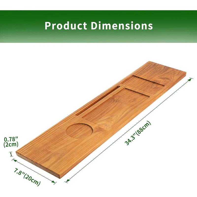Rebrilliant Teak Bathtub Tray Table, Wooden Bath Board For Tub With Wine And Ipad Holder